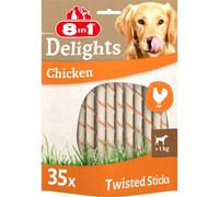8in1 Delights Chicken Twisted Sticks, healthy chew snack for dogs, 35 pieces
