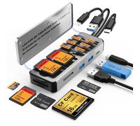 8in1 Multi SD Card Reader Adapter Aluminum with Card Storage Carrying Box SD/TF/CF/MS/XD/Cfast/Memory Stick Pro Duo USB3.0 C&A Port for Phone/Pad/PC/Laptop,No Application Required Plug and Play