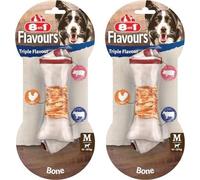 8in1 Triple Flavour Bone M - chewy dog bone with chicken fillet, pork hide and beef hide, 1 pc. (Pack of 2)