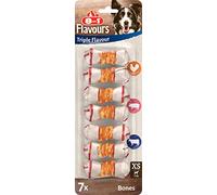 8in1 Triple Flavour Bones XS Dog Chews Chicken Pork & Beef Hide Treats 7pc