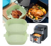 8Inch Air Fryer Silicone Pot Square Liners, 2PCS Reusable Air Fryer Silicone Basket Baking Tray for COSORI, Tower,Instant, Philips, Heat Easy Cleaning Accessories Replacement of Liners