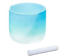 8inch Blue Quartz Chakra Crystal Singing Bowl for Sound Bath Meditation, Come with Suede Mallet & O-ring(D note,432Hz)