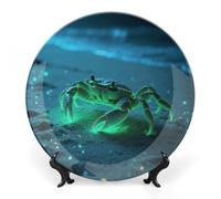8inch Bone China Decorative Plates for Wall Hanging with Display Stand Chinese Porcelain Luorescent - Shelled Crab Dessert Plate Display Dish Collections Ceramic Ornament Art Craft Home Office Decor