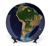 8inch Bone China Decorative Plates for Wall Hanging with Display Stand Chinese Porcelain South America Satellite Dessert Plate Display Dish Collections Ceramic Ornament Art Craft Home Office Decor