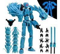 8inch T13 Assembly Completed Action Figure Set,T13 Multi-Jointed Movable There is a 3D Printed Dragon on his Body,for Collectors Desktop Decorations t-13 Movability 3D Printed Toys (Blue Hair Blue)