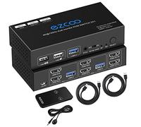 8K 60Hz 4K 120Hz HDMI 2.1 KVM Switch Dual Monitor USB 3.0 2 Ports with Hotkey 48Gbps HDCP2.3 2x HDMI Extended Display Share 2 PC with one Keyboard Mous HDR D-olby Vision VRR IR Remote Control