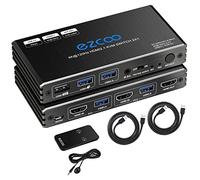 8K 60Hz 4K 120Hz HDMI 2.1 KVM Switch USB 3.0 2 Ports with Hotkey 48Gbps Share 2 Computers with one Keyboard Mous HDR D-olby Vision HDCP2.2 Remote Control USB3.0 Cable Included