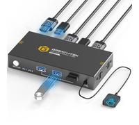 8K@60Hz HDMI KVM Switch 2 PC 1 monitors, USB 3.0 KVM Switches for 2 computers share 1 monitor, With 3 USB3.0 devices, with wired desktop controller and 2 USB 3.0 cables, Adaptive EDID