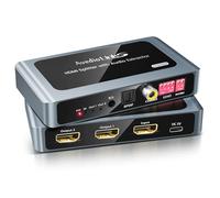 8K@60Hz HDMI Splitter 1x2 with Audio Extractor for Soundbar, HDMI 1 In 2 Out with Optical, Coaxial & 3.5mm, Support 4K@120Hz, HDR10+, VRR, ALLM, 48Gbps, Dolby Atmos 7.1CH, HDCP 2.3 Bypass, Down Scaler