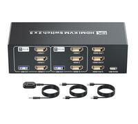 8K/60Hz USB 3.0 Three Monitor HDMI KVM Switcher, 4K120Hz HDMI KVM Switch 3 Monitors 2 Computers for 2 PC Share 3 Monitors and 1 Set of Keyboard Mouse Printer Scanner and More