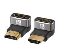 8K 90 Degree HDMI 2.1 Adapter 2 Pack, (Up and Down) Right Angle HDMI Male to Female HDMI L-Shaped Connector Extender Support 8K@60Hz,4K@120Hz for Google Chrome Cast, Roku Stick, Wall TV, Laptop and PC