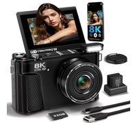 8K Digital Camera for Photography, 88MP Vlogging Camera for YouTube with 3" 180° Flip Screen, 18X Digital Zoom Point and Shoot Cam with 32GB Micro SD Card for Beginner (Gunmetal)