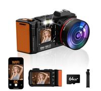 8K Digital Camera for Photography, 92MP WiFi Vlogging Camera for Front and Rear Screen, 18X Digital Zoom, Point and Shoot Camera for YouTube with 64GB SD Card (8K Black)