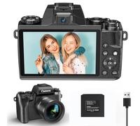 8K Digital Camera for Photography, WiFi & 4" Touch Screen Vlogging Camera for YouTube with Dual-Lens, 64MP Vlog Cameras 16X Digital Zoom with 32GB TF Card, 3000mAh Battery, Lens Hood, Black
