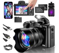8K Digital Camera with WiFi,88MP Dual Lens Digital Cameras for Photography | 16X Zoom,Autofocus Video Camera with Flash + Focus Assist Light,Electronic Image Stabilization,3.2 Inch Touchscreen,1500mAh