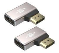 8K DisplayPort 1.4 Coupler Adapter, 90 Degree Right Angle DP Male to DP Female Extension Connector Support 8K@60Hz 4K@144Hz 1080p@240HZ, Full HD Stereo 3D 2pcs (Left)