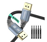 8K DisplayPort Cable 4feet/2Pack, Adoreen Braided DP 1.4 Cable(1.5 to 30ft),8K@60Hz,4K@144Hz,2K@240HZ@165HZ,HBR3 HDCP2.2 HDR 32.4Gbps Display Port Compatible PC TV Gaming Monitor with 5 Velcro Ties