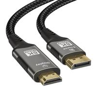 8K DisplayPort to HDMI 2.1 Cable 10FT - Dynamic HDR, 8K@60Hz 4K@240Hz | 48Gbps Ultra High Speed, Unidirectional DP to HDMI Braided Cable Compatible with PC Dell HP AMD Monitor & Projector
