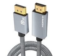 8K DisplayPort to HDMI Cable 1M - 8K@60Hz 4K@240Hz, Active DP 1.4 Source to HDMI 2.1 Display, Nylon Braided, Alloy Housing, Unidirectional Cord for Laptop, PC, Graphics Card to Monitor, TV, Projector