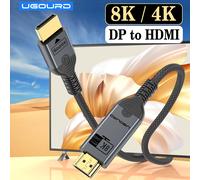 8K DP to HDMI2.1 compatible Cable 4K60Hz DisplayPort to HDMI 2.0 4K Adapter Video Audio Cable converter for PC Projector Laptop DP to HDMI 8K60HZ