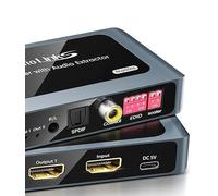 8K HDMI 1x2 Splitter with Audio Extractor, 1 Input to 2 TVs/Monitors, HDMI, Optical, Coaxial & 3.5mm, 4K@120Hz, HDR10+, VRR, ALLM, Dolby Atmos 7.1, HDCP 2.3 Pass-Through