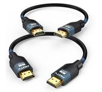 8K HDMI 2.1 Cable 0.5FT 2-Pack, Ultra High Speed 48Gbps HDMI Braided Cord, Support HDR10+, eARC, SBTM, QMS, CEC, HDCP 2.3 for TV, Monitor, PC, Laptop, HDMI Switch, HDMI Splitter, KVM, Projector