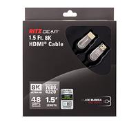 8K HDMI 2.1 Cable 1.5 ft. by RitzGear. 48 Gbps Ultra High Speed Braided Nylon Cord & Gold Connectors - 10K/8K@60Hz UHD Video/4K@120Hz/4K@60Hz/2K/1080P. Compatible with UHD TV/Monitor/PC/PS5/Xbox