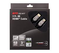 8K HDMI 2.1 Cable 3 ft. by RitzGear. 48 Gbps Ultra High Speed Braided Nylon Cord & Gold Connectors - 10K/8K@60Hz UHD Video/4K@120Hz/4K@60Hz/2K/1080P. Compatible with UHD TV/Monitor/PC/PS5/Xbox