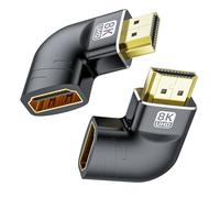 8K HDMI 2.1 Flat 90 Degree and 270 Degree Adapter 2-Pack, Right Angle Adapter HDMI Male to Female Cable Adapter Connector Extender, With 8K@60Hz, 4K@120Hz, HDR, eARC for HDTV Switch Laptop PS5 Xbox