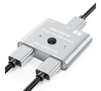 8K HDMI 2.1 Splitter Switch 2 in 1 out Bidirectional 1 in 2 out, BolAAzuL HDMI Switcher Selector Box 4K 120Hz 8K 60Hz HDMI Hub, Supports 48Gbps, HDR, 3D, for PS5/4 Xbox Blu -Ray Player Roku Monitor