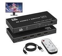 8K HDMI 2.1 Switch 3 In 1 Out, HDMI Switch Splitter 4K@120Hz/8K@60Hz with IR Remote, HDMI Switcher HDMI Selector for Xbox PS4 PC TV