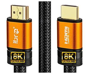 8K HDMI Cable 0.75M HDMI Lead-Ultra High-Speed 48Gbps HDMI 2.1 Cord 8K@60Hz 4K@120Hz Support Fire TV, Ethernet, Audio Return, Video UHD 4320p, HD 1080p, 3D, PC - IBRA ORANGE