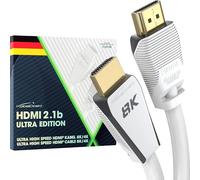 8K HDMI Cable, HDMI 2.1 b, certified Ultra Edition for maximum performance - 3m (48G, Ultra High Speed HDMI 2.1, 10K, 8K@60Hz & 4K@144Hz, Gaming PC/PS5/Xbox, HDMI certificate, white) - CableDirect