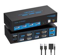 8K HDMI KVM Switch 2 Monitors 2 Computers, USB 3.0 Dual Monitor KVM Switch