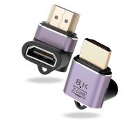 8K HDMI Right Angle Adapter 2-Pack, 90° & 270° L-Shaped Male to Female Extender, Gold-Plated HDMI 2.1 Connector, Supports 8K@60Hz, 4K@120Hz, eARC, HDR, VRR for TV, Monitor, PS5, Xbox, Laptop