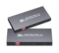 8K HDMI Splitter 1 in 4 Out 4K@120hz, 8K@60Hz HDMI 2.1 Splitter 1x4, Downscaler EDID, Hue Light Sync, Compatible with Blu-ray Player PS5 PS4 Pro Xbox Series X and More
