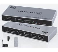 8K HDMI Splitter - 5 in 1 Out HDMI 2.1 Switch Box - 4K 120Hz - Remote Support - Compatible with PS5/4/3 Xbox Switch DVD Player TV PC