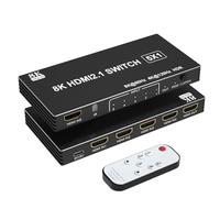 8K HDMI Switch 4K 120Hz - 5 in 1 Out HDMI Splitter Switcher 8K@60Hz 4K@120Hz with Remote 3D HDR10+ HDCP 2.3 CEC, Use for PS5/4/3 Xbox DVD Player Fire Stick Roku TV PC Nintendo Switch