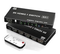 8K HDMI Switch 4K 120Hz - 5 in 1 Out HDMI Splitter Switcher 8K@60Hz 4K@120Hz with Remote 3D HDR10+ HDCP 2.3 CEC, Use for PS5/4/3 Xbox DVD Player Fire Stick Roku TV PC Nintendo Switch