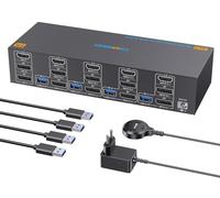 8K KVM Switch 3 Monitors 4 Computers 8K@60Hz,4 PC 3 Monitor (HDMI+2 DP)