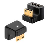 8K Mini HDMI Adapter 360 Degree U Shape, 48Gbps Mini HDMI 2.1 Male to Female Converter with LED Indicator,Angled Mini HDMI Connector for Camera,Portable Monitor,Tablet,Projector (2 Pack) (Up)