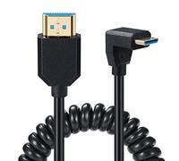 8K Mini HDMI to HDMI 2.1 Coiled Cable, Spring HDMI to Mini HDMI Cable Cord