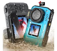 8K UHD 70MP Digital Camera with 32GB Card Rugged Waterproof Dustproof Shockproof Dual-Screen Selfie 33FT Underwater Camera for Snorkeling Autofocus Point and Shoot Digital Camera (Blue)