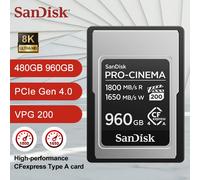 8K UHD Type-A CFexpress Memory Card VPG 200 SanDisk CFA Cards for Camera Max 1800Mb/s Professional Video Shoot Cards 480GB 960GB