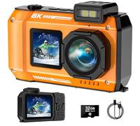 8K UHD Underwater Camera 33ft Auto Focus 70MP Heavy Duty Dustproof Shockproof Waterproof Digital Camera with 32G Card