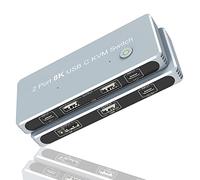 8K USB C KVM Switch Selector, 4K USB C Switch for 2 Computers Share 1 Monitor Keyboard Printer and Mouse, Supports 4K@120Hz, 8K@30Hz Video Compatible with Thunderbolt 3/4, 3 KVM Cables Included