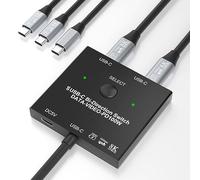 8K USB-C Switch, Bi-Directional KVM Switch with Wired Remote & 2 USB-C Cables, 100W Charging+10Gbps Data+Video Transfer, 8K@60Hz/4K@144Hz