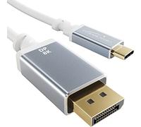 8K USB C to DisplayPort 1.4 adapter cable with break-proof metal connectors - 1.8m (transmits 8K/60Hz from laptop/smartphone to large screens - DP 1.4, USB 3.1, Thunderbolt 3, white) by CableDirect