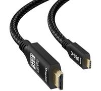 8K USB C to HDMI Cable 10FT - Thunderbolt 3/4 Compatible, 8K@60Hz 4K@120Hz | Type C to HDMI 2.1 Cable, 48Gbps High Speed, Braided Cord, for iPhone 17/16/15, XPS, iPad, MacBook Pro/Air, Galaxy & Laptop