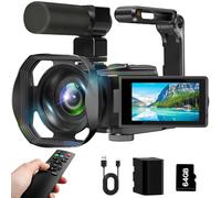 8K Video Camcorder, 64MP IR Night Vision Vlogging Camera, 18" x 3" Zoom, LCD Touch Screen with Cover for YouTube with WiFi, 64G SD Card, Remote Control,
